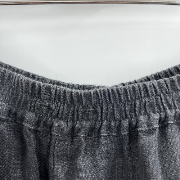 Eskandar Black 100% Linen Lagenlook Pull On Wide Leg Trouser Pants Size 3 - Picture 2 of 6